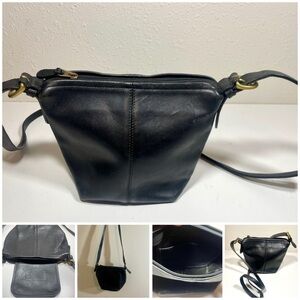 Vtg Black Leather Coach Zip Purse MacDougal Mini Bucket Crossbody Bag Italy 90’s